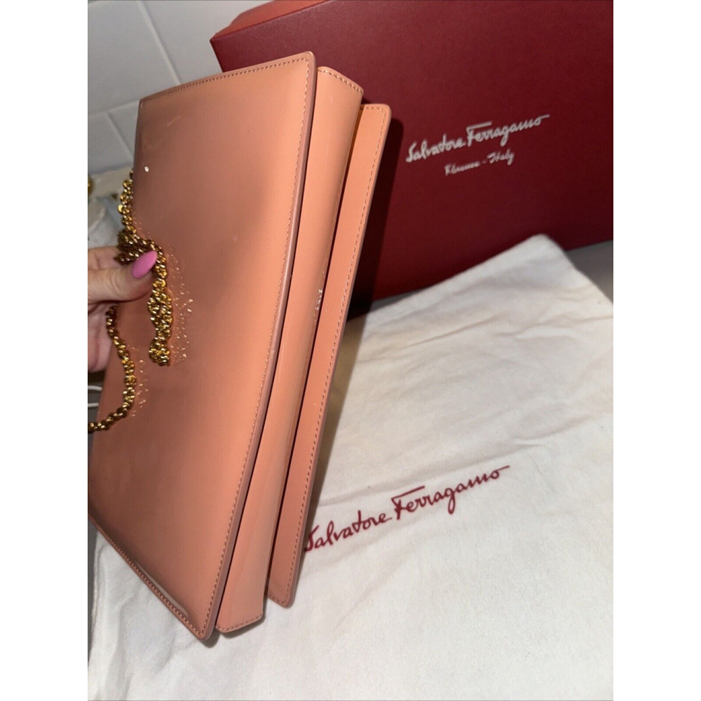 Auth Salvatore Ferragamo Handbag Shoulder Bag Pink Patent Leather - Picture 11 of 16